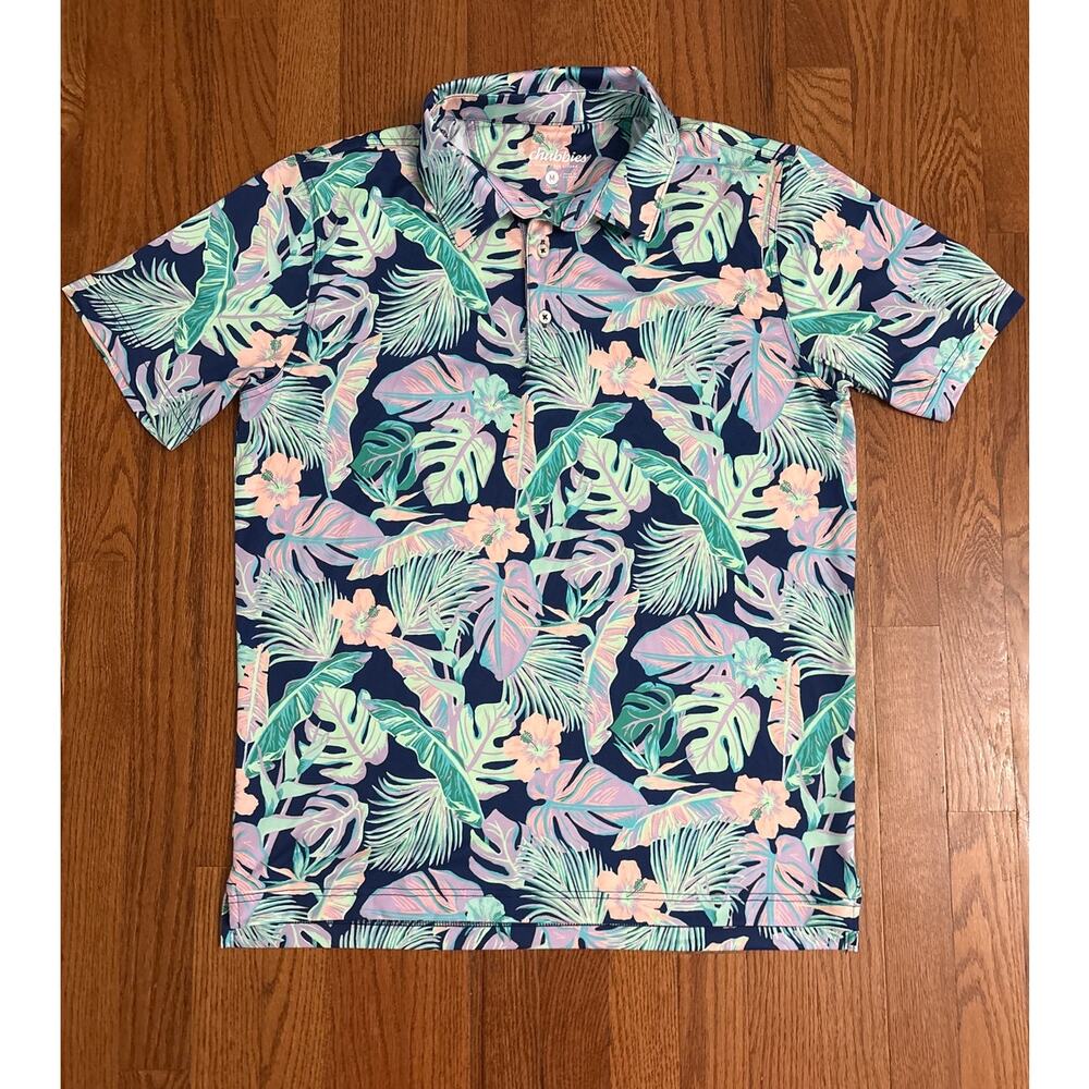 Chubbies "The Night Fauna" Performance Polo‎ Tropical Men's Shirt- Size Medium